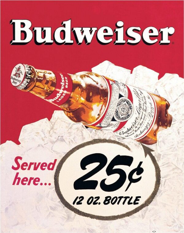 Plaque métal plate 30 x 40 cm : Budweiser 25 Cent – Image 2
