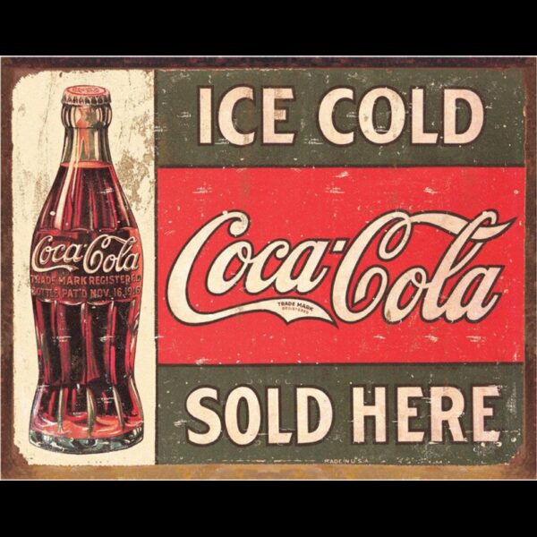 Plaque métal plate 30 x 40 cm : Coca-Cola - Ice Cold Coke Bottle