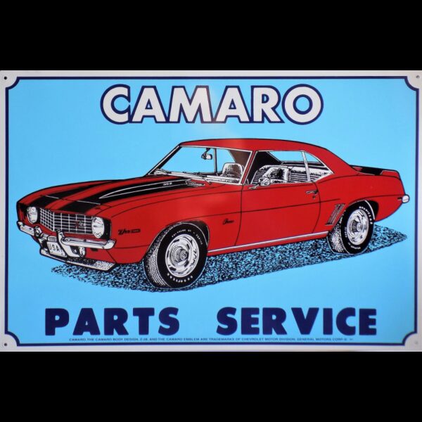 Plaque métal plate 30 x 43 cm : CAMARO PARTS SERVICE