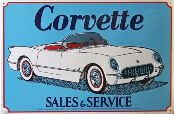 Plaque métal plate 30 x 45 cm : Corvette Sales and Services – Image 2