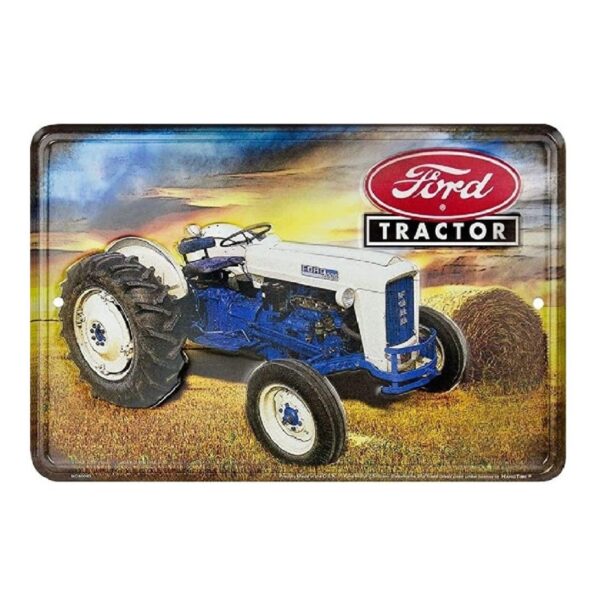 Plaque métal publicitaire plate avec relief 30 x 20 - FORD TRACTOR