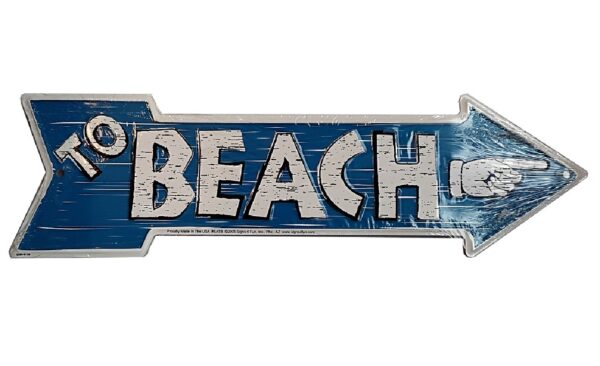Plaque métal publicitaire plate découpée avec relief 50 x 14.5 cm To BEACH – Image 2