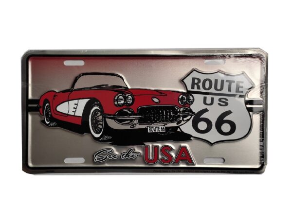 Plaque métal publicitaire rect. plate avec relief 30 x 15 cm ROUTE 66 – Image 2
