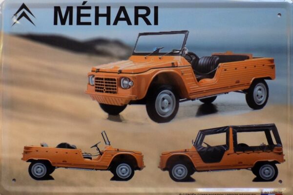 plaque métal publicitaire 30x40cm bombée en relief : MEHARI PLAGE – Image 2