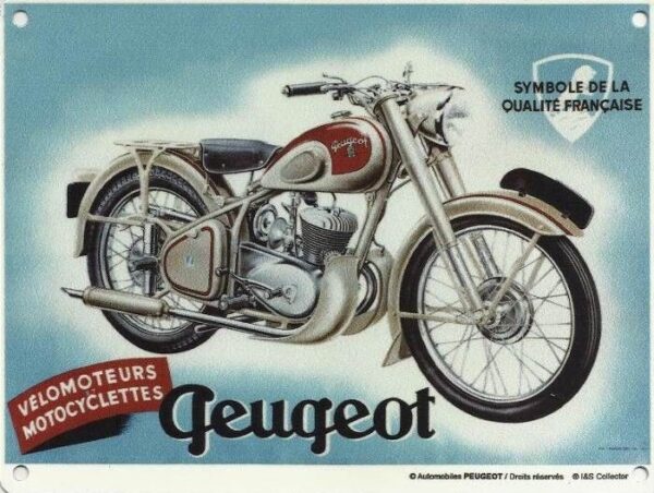 plaque métal publicitaire 20x30cm bombée : MOTO PEUGEOT – Image 2