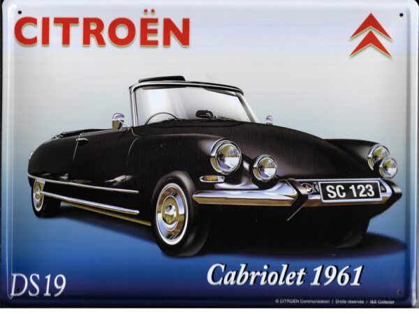 Plaque métal publicitaire 20x30 cm bombée : CITROËN DS19 CABRIOLET – Image 2