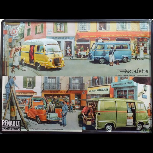 Plaque métal publicitaire 20x30 cm plane : ESTAFETTE RENAULT