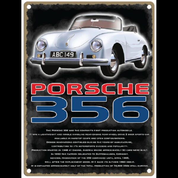 Plaque métal publicitaire 20x30 cm plane : PORSCHE 356