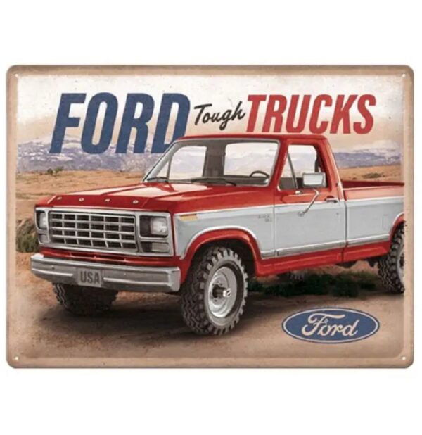 plaque métal publicitaire 30x40cm bombée en relief : FORD TOUGH TRUCKS – Image 2
