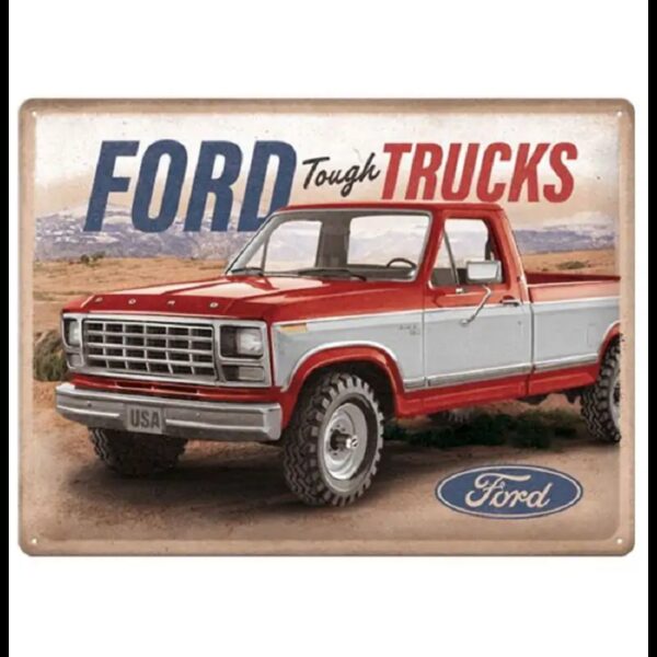 plaque métal publicitaire 30x40cm bombée en relief : FORD TOUGH TRUCKS