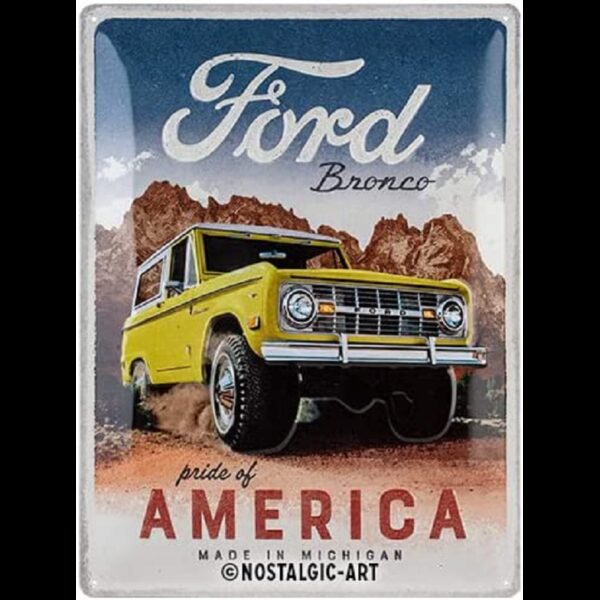 plaque métal publicitaire 30x40cm bombée en relief : FORD BRONCO
