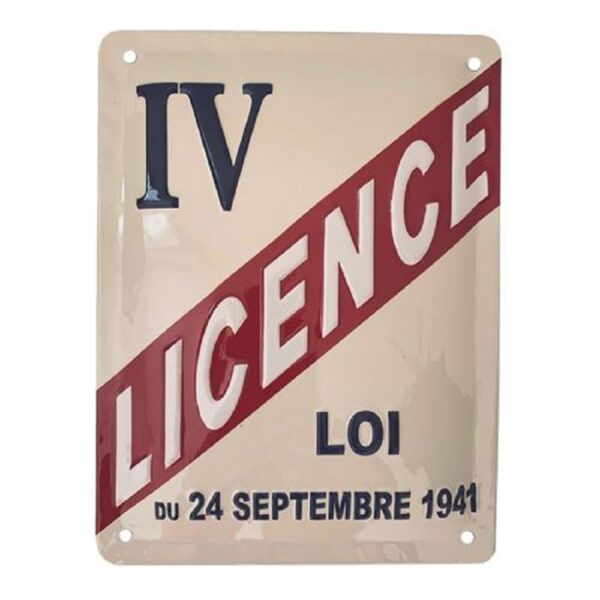Plaque métal bombée avec relief 30 x 40 cm : Licence IV