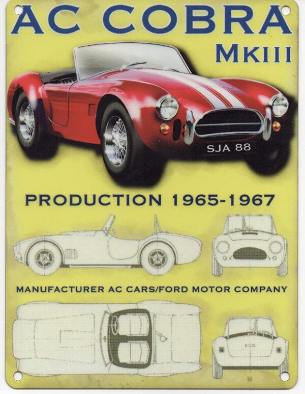 plaque métal plate 20 x 30 cm : AC COBRA MK III – Image 2
