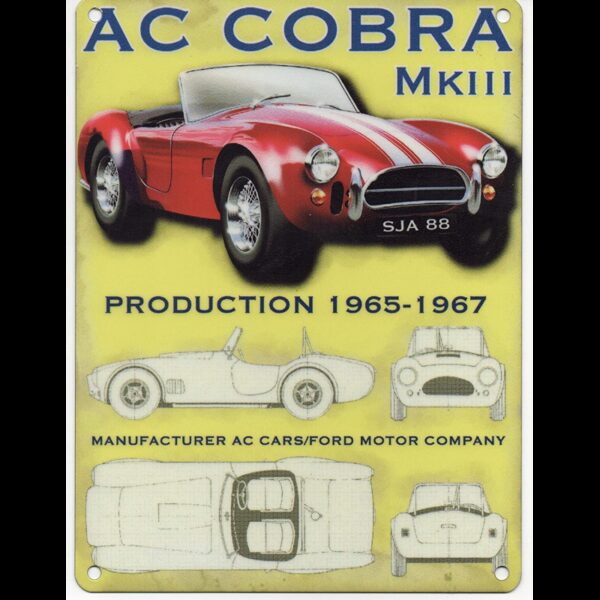 plaque métal plate 20 x 30 cm : AC COBRA MK III