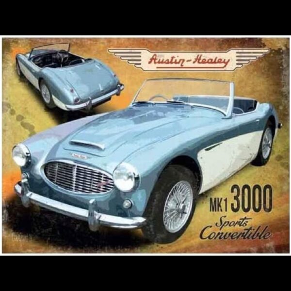 Plaque métal plate 20 x 30 cm : AUSTIN HEALEY MK1 3000
