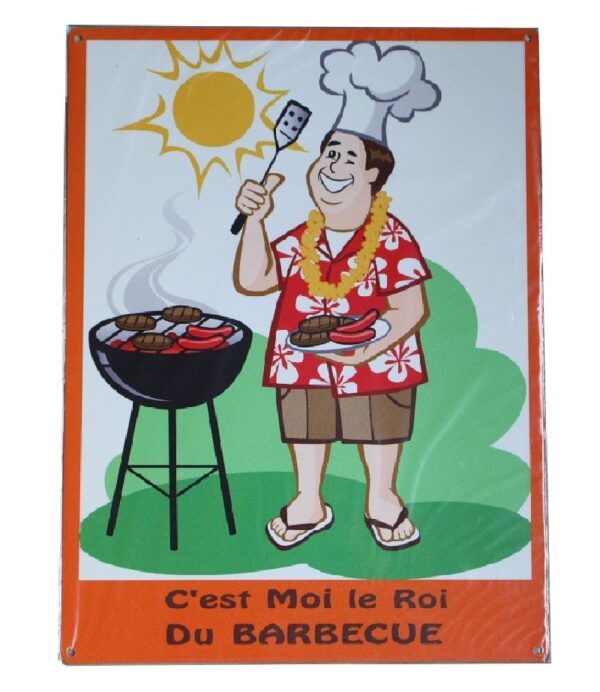 Plaque métal plate 40 x30 cm : LE ROI DU BARBECUE – Image 2