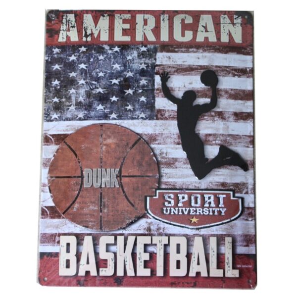 plaque métal publicitaire 30x40cm bombée en relief : AMERICAN BASKETBALL