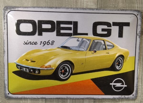 Plaque métal publicitaire 30x20 cm bombée en relief : OPEL GT – Image 2