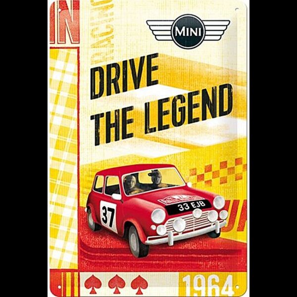 Plaque métal publicitaire 30x20 cm bombée en relief : MINI COOPER LEGEND