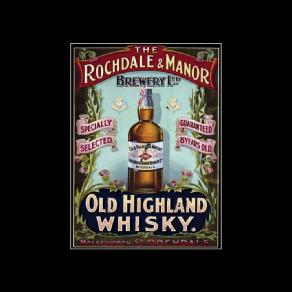 Plaque métal publicitaire 30x20 cm bombée : WHISKY - THE ROCHDALE & MANOR