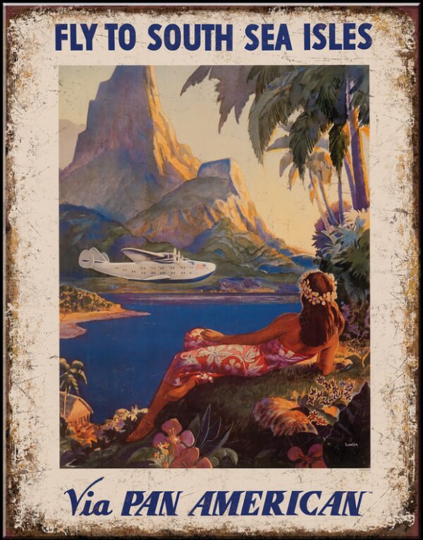 Plaque métal publicitaire 30 X 40 cm plate : Pan Am South Sea – Image 2