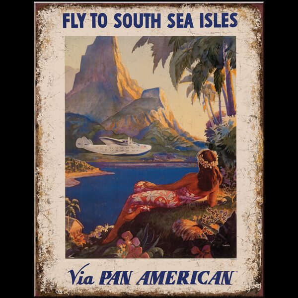 Plaque métal publicitaire 30 X 40 cm plate : Pan Am South Sea