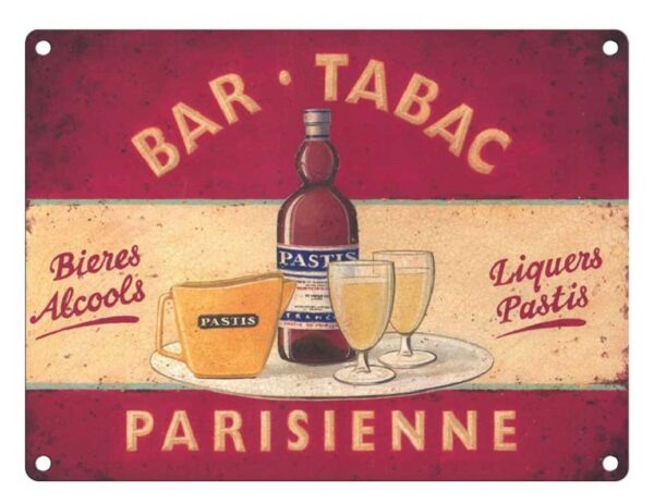 Plaque métal 30 X 40 cm plate : Bar Tabac Parisienne – Image 2