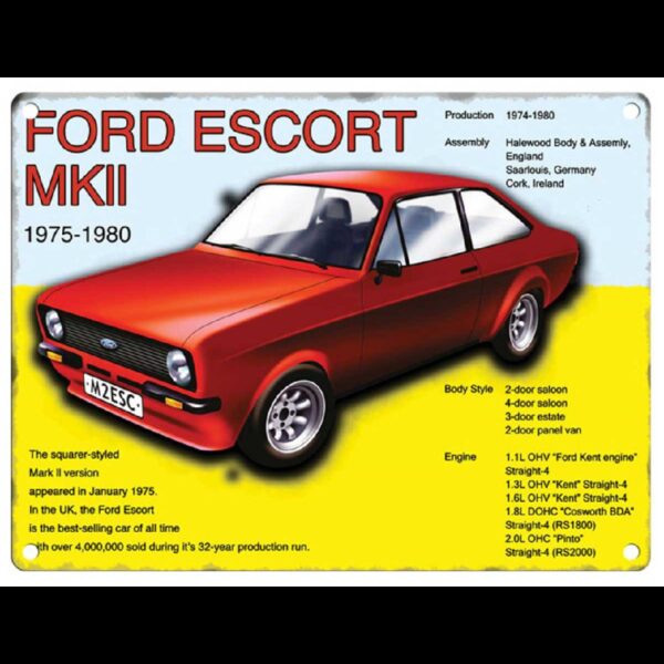 Plaque métal 30 X 40 cm plate : FORD ESCORT MKII
