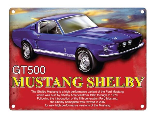 Plaque métal 30 X 40 cm plate : MUSTANG SHELBY GT500 – Image 2