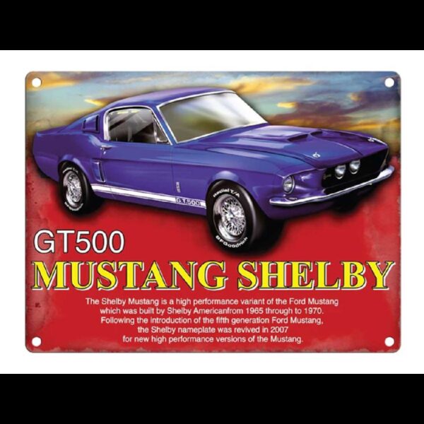 Plaque métal 30 X 40 cm plate : MUSTANG SHELBY GT500