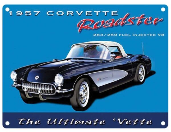 Plaque métal 30 X 40 cm plate : CORVETTE ROADSTER 1957 – Image 2