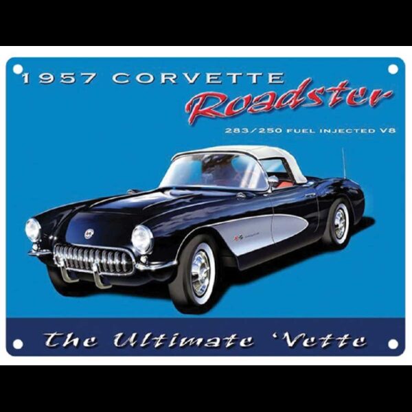Plaque métal 30 X 40 cm plate : CORVETTE ROADSTER 1957