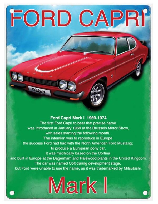Plaque métal 30 X 40 cm plate : FORD CAPRI Mark I – Image 2