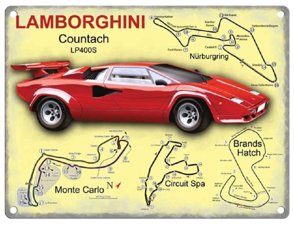 Plaque métal 30 X 40 cm plate : LAMBORGHINI COUNTACH – Image 2