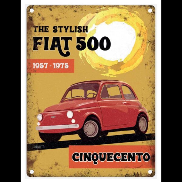 Plaque métal 30 X 40 cm plate : FIAT 500 CINQUECENTO