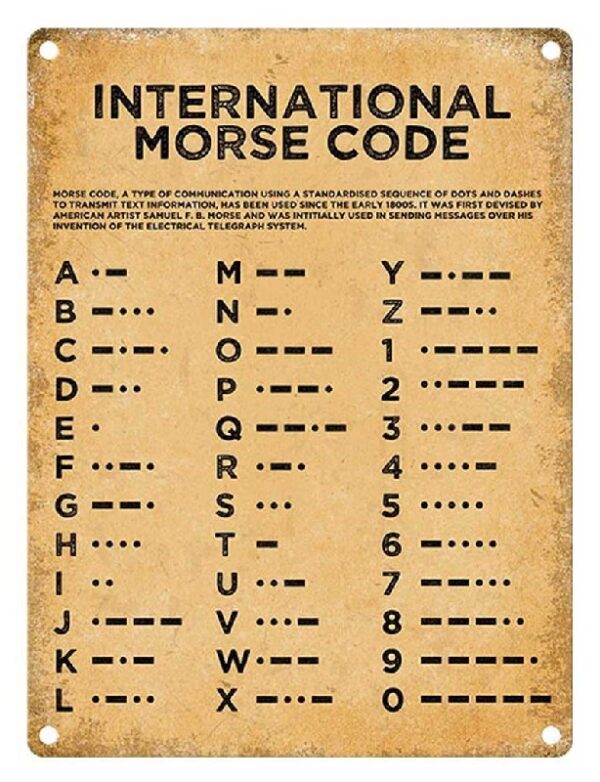 Plaque métal 30 X 40 cm plate : INTERNATIONAL MORSE CODE – Image 2