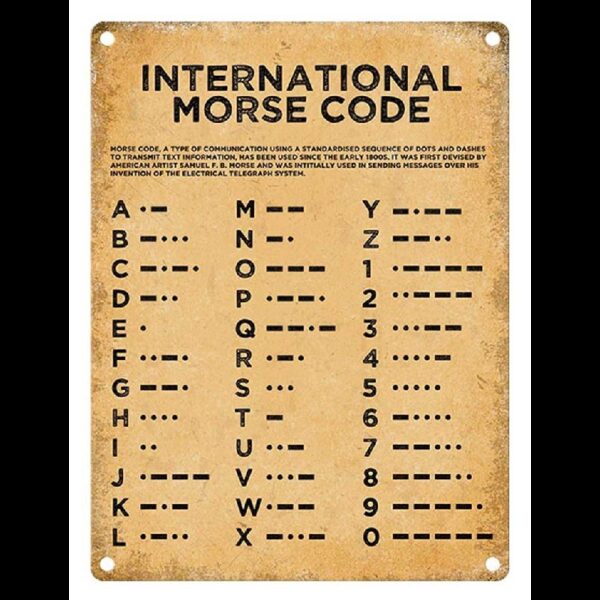 Plaque métal 30 X 40 cm plate : INTERNATIONAL MORSE CODE