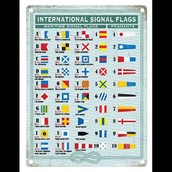 Plaque métal 30 X 40 cm plate : INTERNATIONAL SIGNAL FLAGS