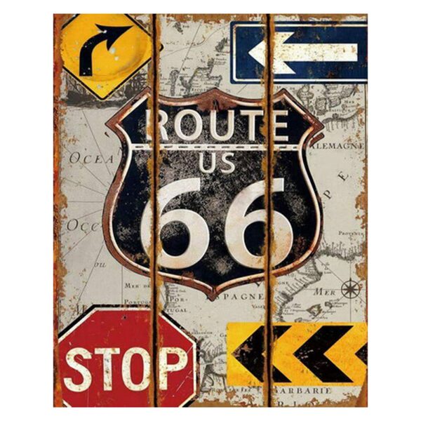 Plaque métal plane 25 x 20 cm : Route US 66 – Image 2