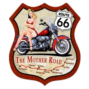 Plaque métal découpée 34,50 x 30 cm : Route 66 - The Mother Road