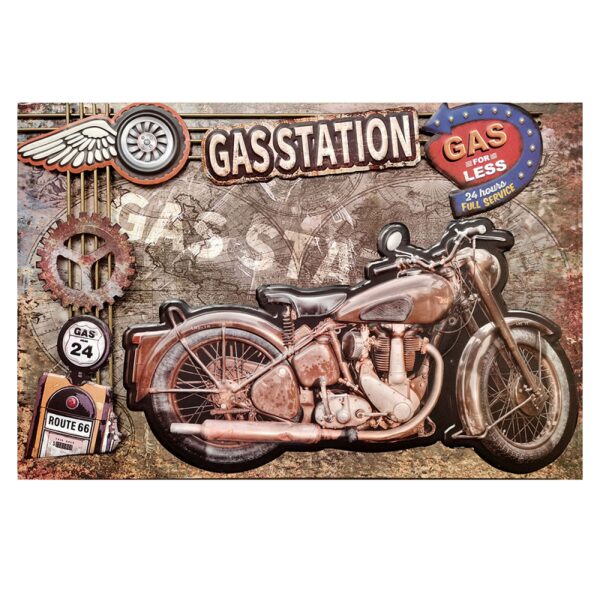 Plaque métal plane 60 x 40cm avec relief : GAS STATION