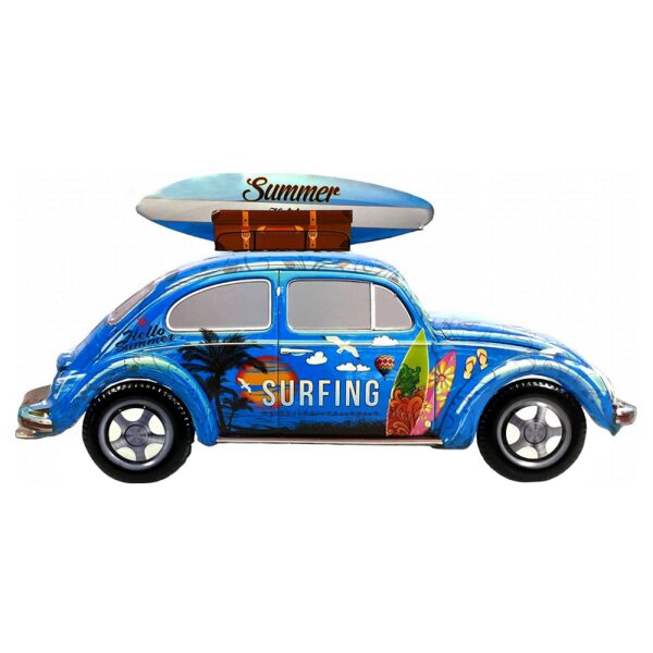 Plaque métal découpée 50 x 25 cm avec relief : Coccinelle Surfing – Image 2