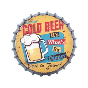 Décoration métal diamètre 33 cm épaisseur 4 cm : Cold Beer