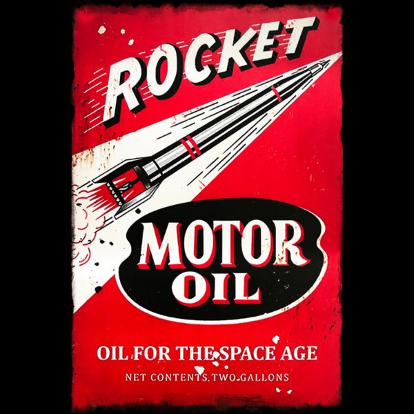 Plaque métal plate 20 x 30 cm : Rocket Motor Oil