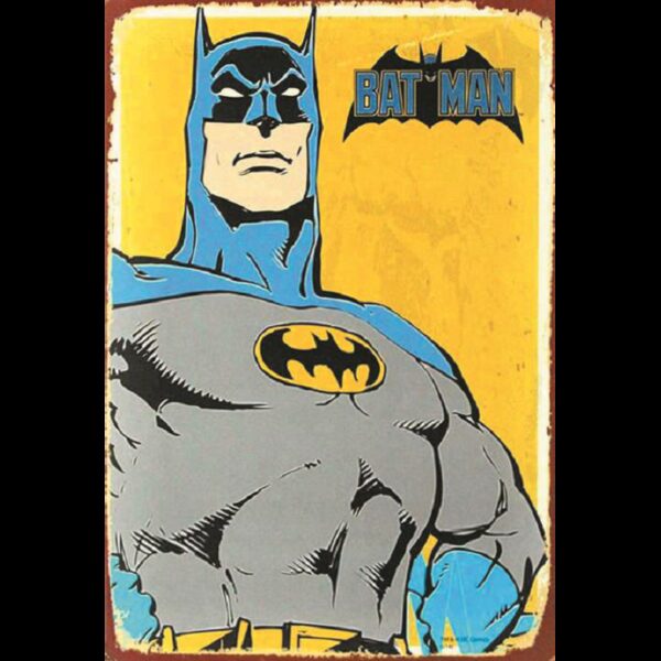 Plaque métal plate 20 x 30 cm : Batman Buste fond jaune
