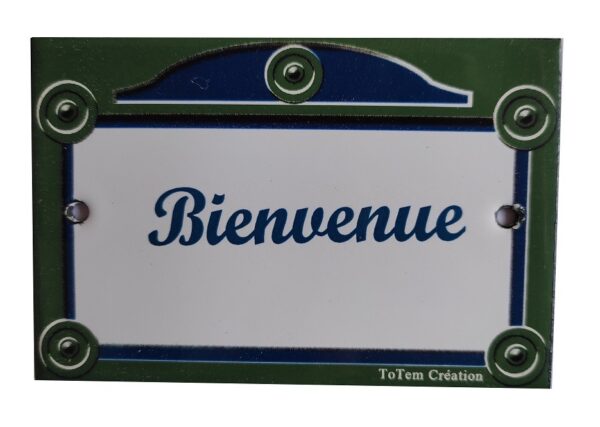 Plaque de porte émaillée plate de 10,5 x 7cm : BIENVENUE – Image 2