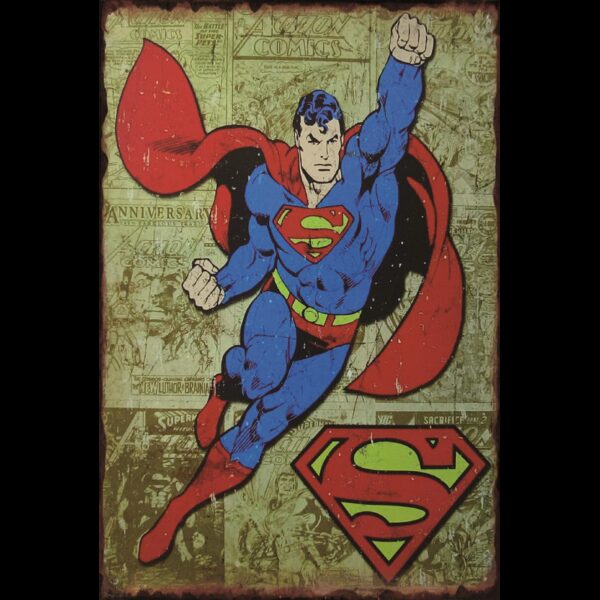 Plaque métal plate 20 x 30 cm : Superman fond BD