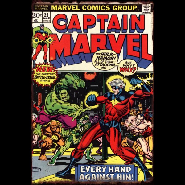 Plaque métal plate 20 x 30 cm : Captain Marvel