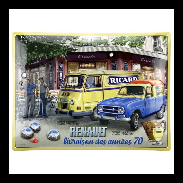 Plaque en relief bombée 30 x 40 cm : Renault Utilitaires années 70