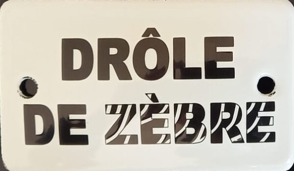 Plaque humoristique émaillée : drôle de zèbre V2 – Image 2